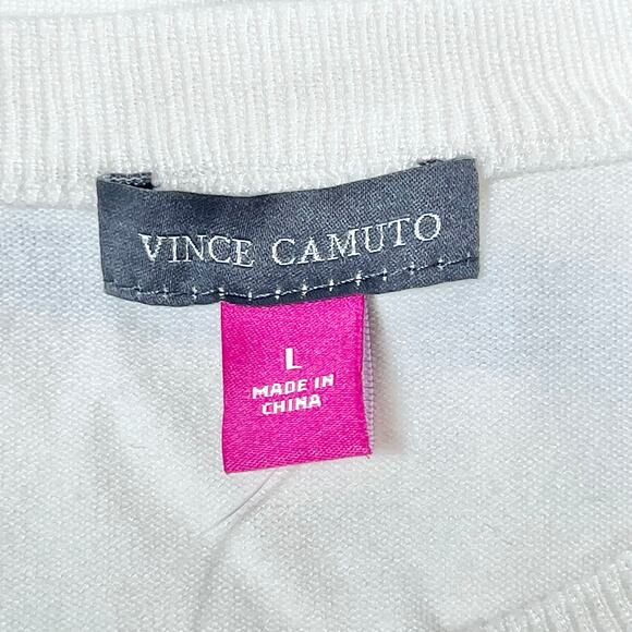 Vince Camuto White Green Striped Pullover Sweater Juniors Large New - Picture 5 of 5